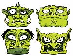 Halloween Green Scary Zombie Head Illustration Stock Photo