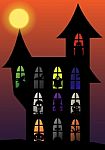 Halloween Silhouette Evil Set Stock Photo