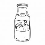 Hand Drawing Bottle Of Milk - Illustration Stock Photo