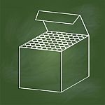 Hand Drawing Chalk Box On Green Board - Illustration Stock Photo