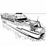 Hand Drawing Ferry- Illustration Stock Photo