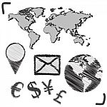 Hand Drawn Globe Doodles Stock Photo