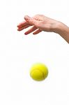 Hand Dropping Tennis Ball Stock Photo