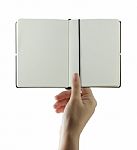 Hand Hold Note Book Stock Photo