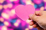 Hand Holding A Tag Hearts Valentines Day Stock Photo