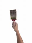 Hand Holding Painting Brush Isolated White Stock Photo