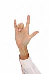 Hand Showing Horn Sign Gesture Stock Photo