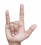 Hand Sign I Love You Stock Photo