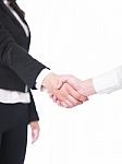 Handshaking Female Hand On White Stock Photo