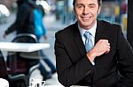 Handsome Cheerful Experienced Businessman Stock Photo