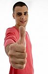 Handsome Male Showing Thumbs Up Stock Photo