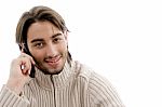 Handsome Male Talking On Cell Phone Stock Photo