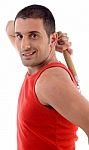 Handsome Male With Nunchaku Stock Photo