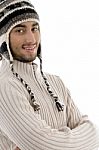 Handsome Man Wearing Woolen Cap Stock Photo