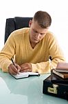 Handsome Professional Writing Stock Photo