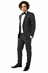 Handsome Young Groom, Full Length Portrait Stock Photo