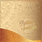 Happy Birthday  Glod Color Card And Background Design Stock Photo Stock Photo