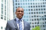 Happy Businessman Posing At Outdoors Stock Photo