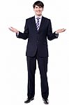 Happy Businessman With Open Arms Stock Photo