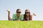 Happy Couple In The Park Stock Photo