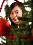 Happy Girl Celebrating Christmas Stock Photo