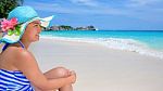 Happy Girl On The Beach At Thailand Stock Photo