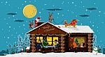 Happy House On Chrismas Night Stock Photo