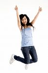 Happy Jumping Girl Stock Photo