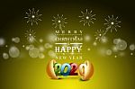 Happy New Year 2020 Text Design. Cover Of Business Diary For 2020 With Wishes. On Color  Background Stock Photo