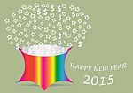 Happy New Year With Colorful Shaping Bucket Stock Photo