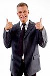 Happy Professional With Thumbs Up Stock Photo