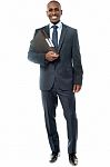 Happy Smiling Businessman With Folder Stock Photo