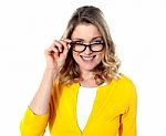 Happy Woman With Eyeglasses Stock Photo