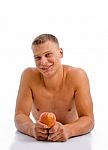 Health - Male With Apple Stock Photo