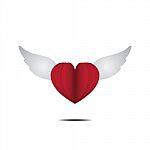 Heart With Wings Love Flat Design Icon  Illustration Stock Photo