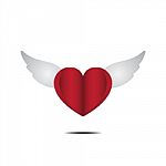 Heart With Wings Love Flat Design Icon  Illustration Stock Photo