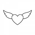 Heart With Wings Love Thin Line Flat Design Icon  Illustra Stock Photo