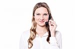 Hello! How May I Help You? Stock Photo