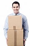 Here Is Your Parcels Stock Photo