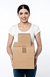 Here Is Your Parcels, Sir ! Stock Photo