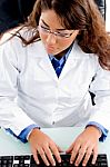 High Angle View Of Working Doctor Stock Photo