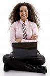 High School Student With Laptop Stock Photo