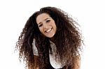 Hispanic Female Posing With Curly Hairs Stock Photo