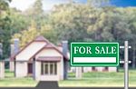 Home For Sale With Green For Sale Sign Stock Photo