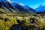 Hooker Valley Track,mount Cook, New Zealand Stock Photo
