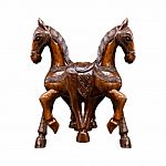 Horse Wood Carved On White Background Stock Photo