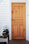 House Door Made From Wood Stock Photo