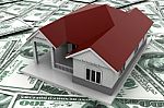 House On Dollar Background Stock Photo