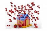 House With Percent Symbols Stock Photo