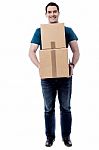 I Am Moving This Boxes Stock Photo